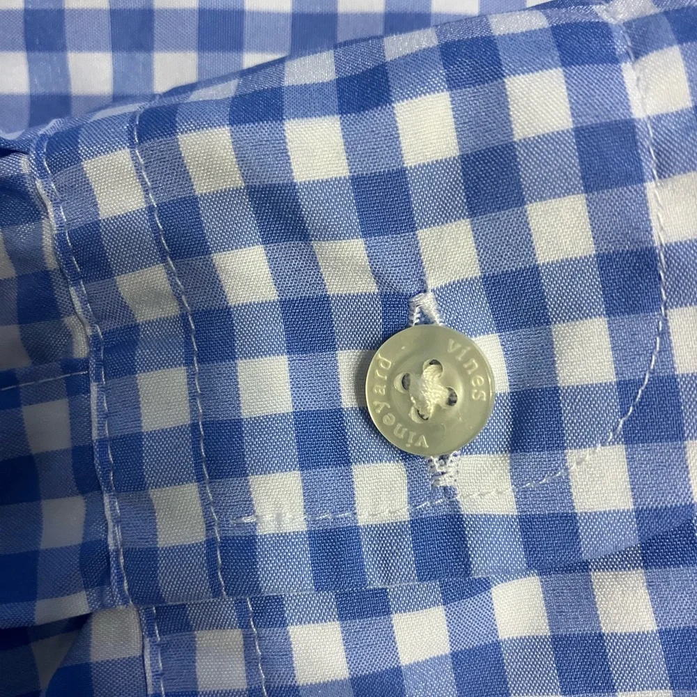 Vineyard Vines Classic Performance Classic Whale Shirt Blue & White Checkered XL - Picture 5 of 6